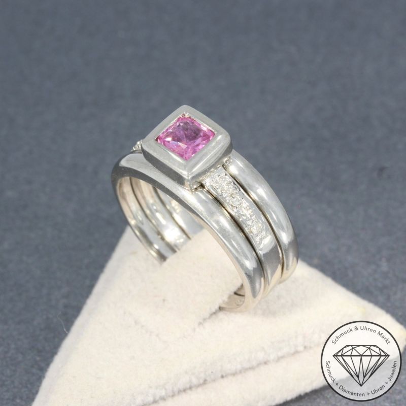 Sale! Wert 1700 € zweiteiliger Brillant Saphir Ring in 750er 18 K Weißgold - 95634