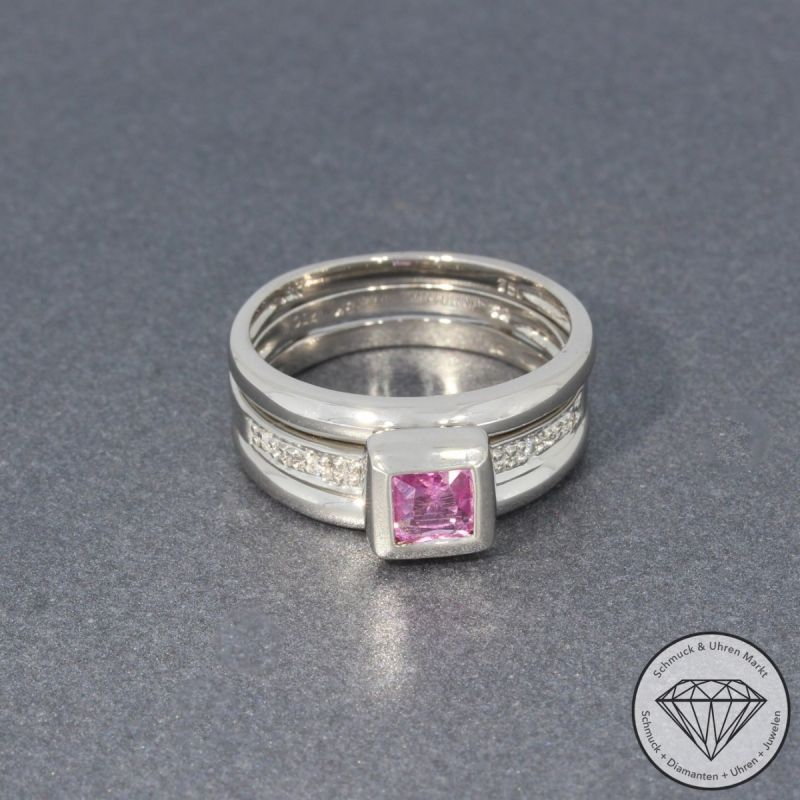 Sale! Wert 1700 € zweiteiliger Brillant Saphir Ring in 750er 18 K Weißgold - 95634