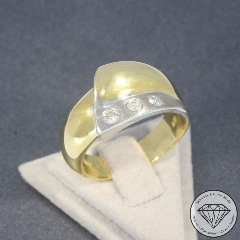 Wert 3300 € Bicolor Brillant Ring (ca. 0,25 carat) in 750er 18 K Gold - 95641
