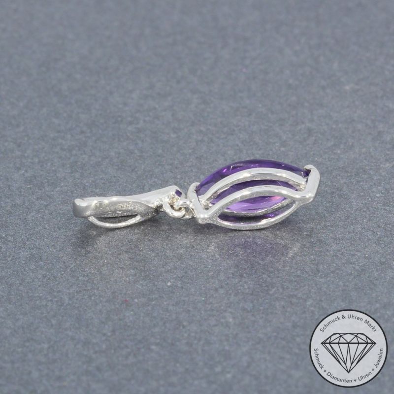 Wert 590 € Brillant Amethyst Anhänger in 585er 14 K Weißgold - H755