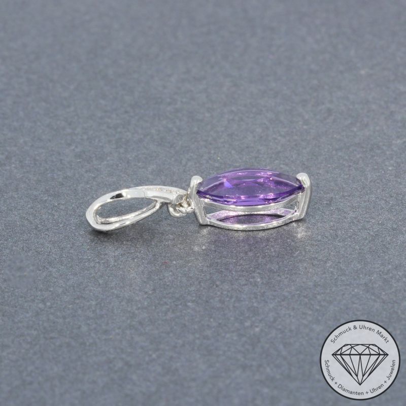 Wert 590 € Brillant Amethyst Anhänger in 585er 14 K Weißgold - H755