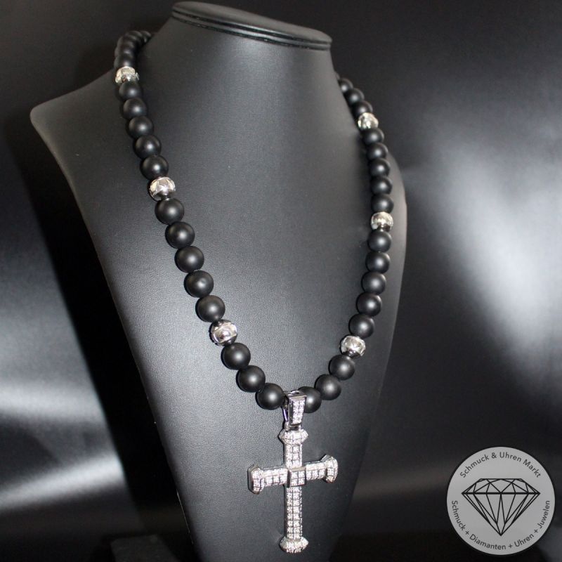 Wert 15900 € Brillant Edelsteinkugel Collier Kreuz in 585er 14 K & 750er 18 K Weißgold - 95683