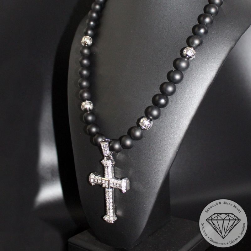 Wert 15900 € Brillant Edelsteinkugel Collier Kreuz in 585er 14 K & 750er 18 K Weißgold - 95683