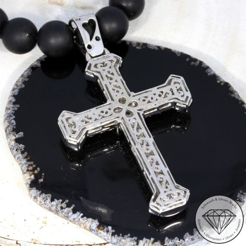 Wert 15900 € Brillant Edelsteinkugel Collier Kreuz in 585er 14 K & 750er 18 K Weißgold - 95683