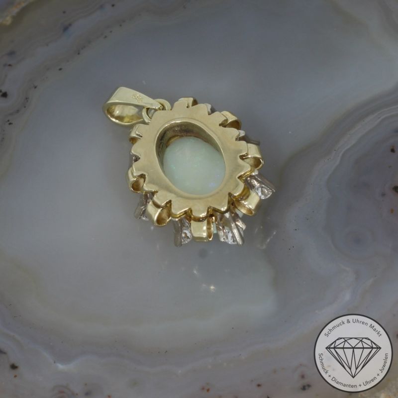 Sale! Wert 1850 € Brillant Opal Anhänger in 585er 14 K Gelbgold - 95732