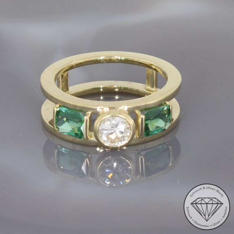 Wert 12990 € Brillant Turmalin Ring in 585er 14 K Gelbgold - 95769