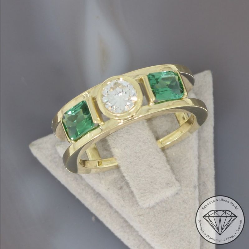 Wert 12990 € Brillant Turmalin Ring in 585er 14 K Gelbgold - 95769