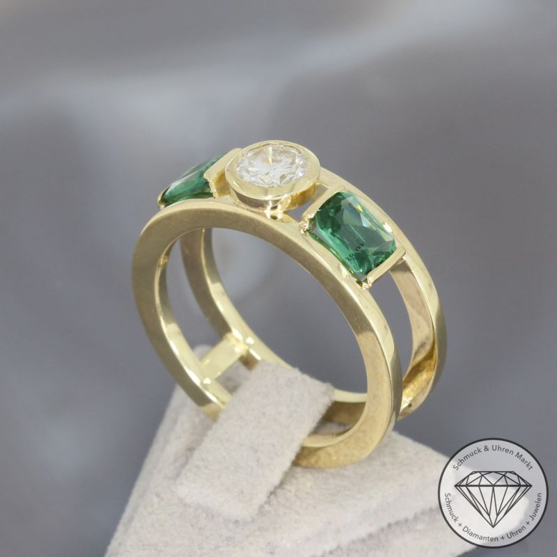 Wert 12990 € Brillant Turmalin Ring in 585er 14 K Gelbgold - 95769