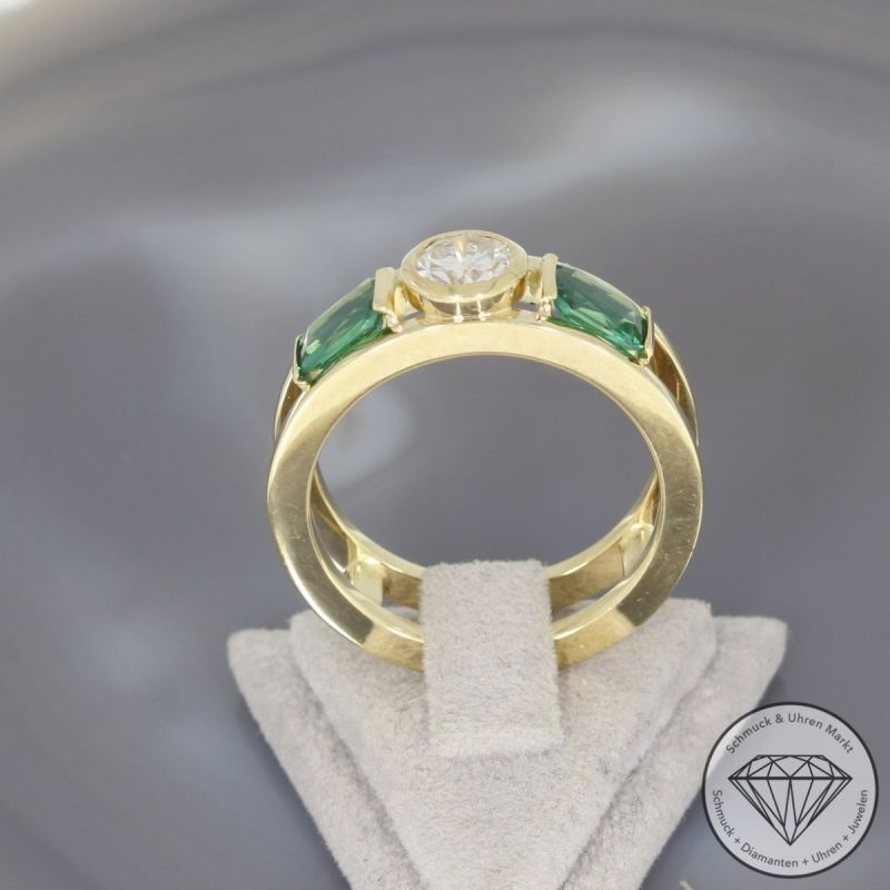Wert 12990 € Brillant Turmalin Ring in 585er 14 K Gelbgold - 95769