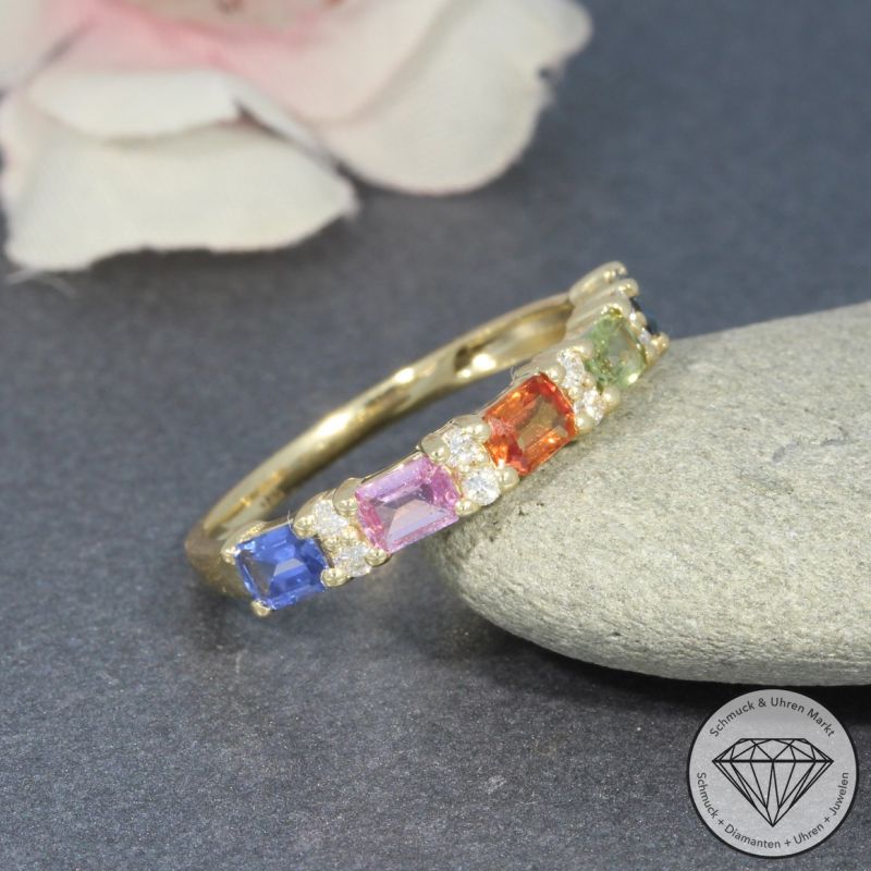 Wert 1990 € Brillant Saphir Ring in 585er 14 K Gelbgold - 95782