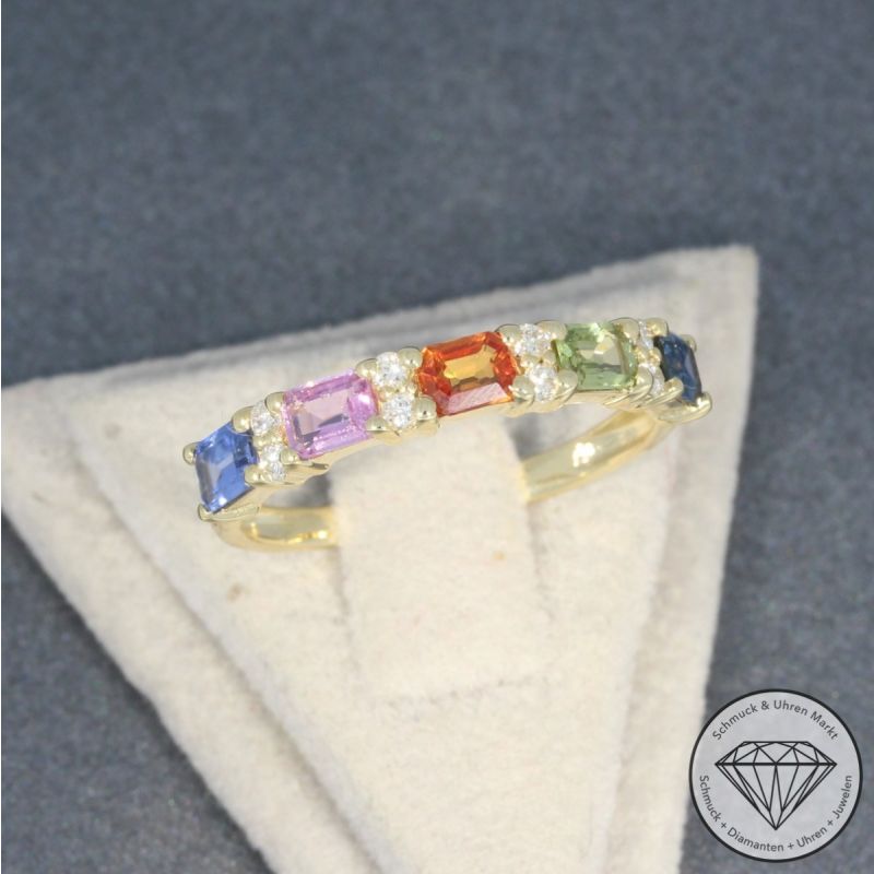 Wert 1990 € Brillant Saphir Ring in 585er 14 K Gelbgold - 95782