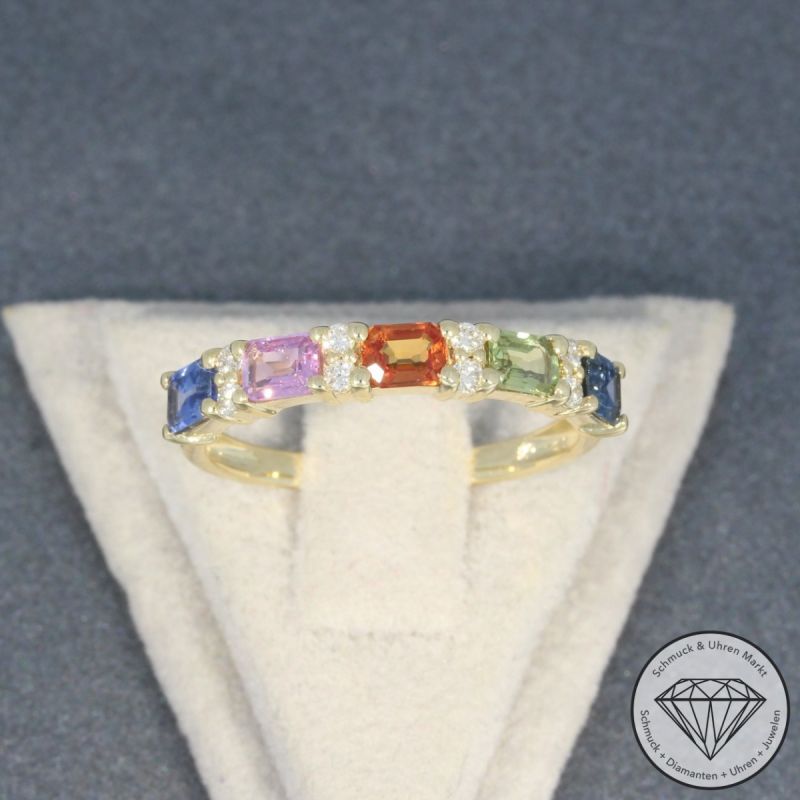 Wert 1990 € Brillant Saphir Ring in 585er 14 K Gelbgold - 95782
