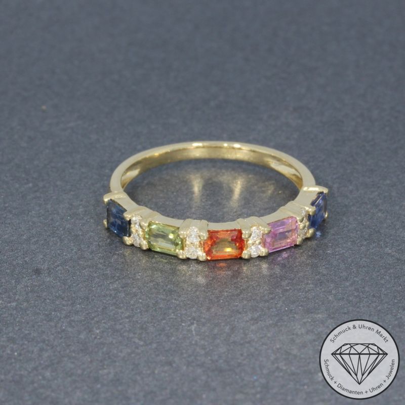 Wert 1990 € Brillant Saphir Ring in 585er 14 K Gelbgold - 95782