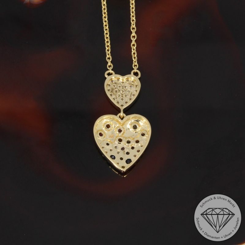 Wert 2090 € Brillant Saphir Collier in 585er 14 K Gelbgold - H1041
