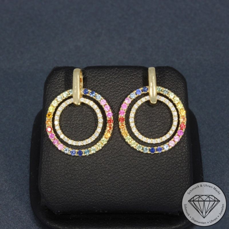 Wert 2250 € Brillant Saphir Ohrringe in 585er 14 K Gelbgold - H1065