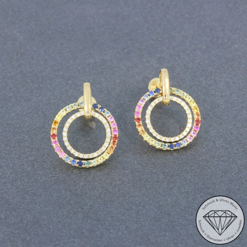 Wert 2250 € Brillant Saphir Ohrringe in 585er 14 K Gelbgold - H1065