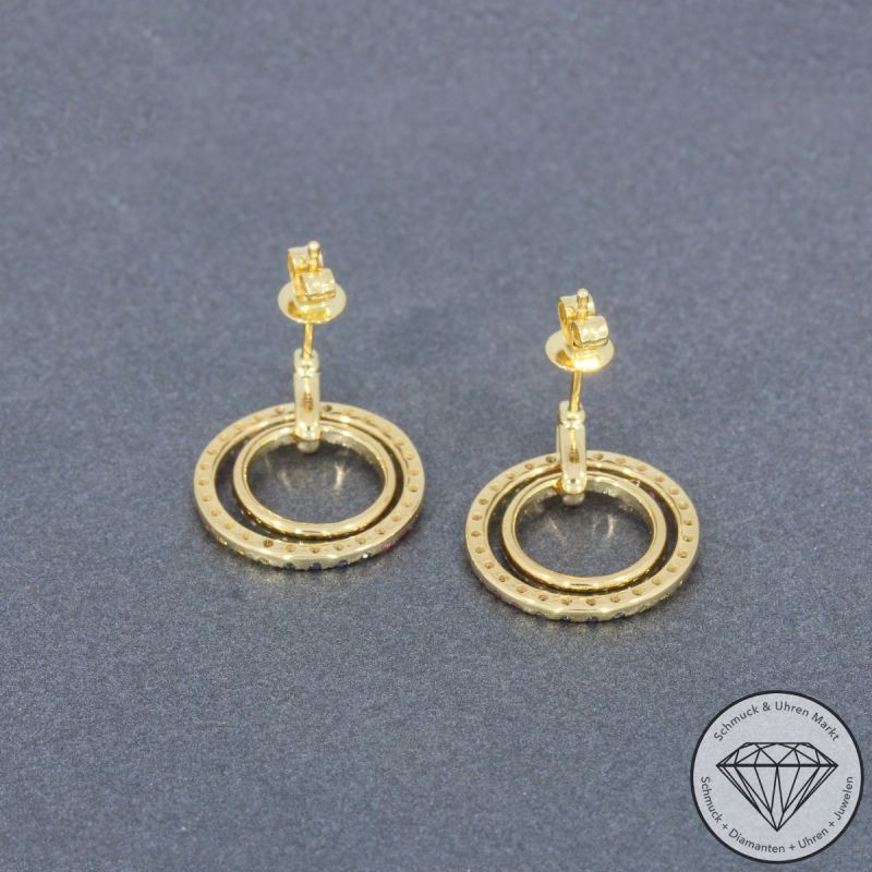 Wert 2250 € Brillant Saphir Ohrringe in 585er 14 K Gelbgold - H1065