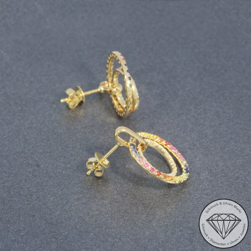Wert 2250 € Brillant Saphir Ohrringe in 585er 14 K Gelbgold - H1065