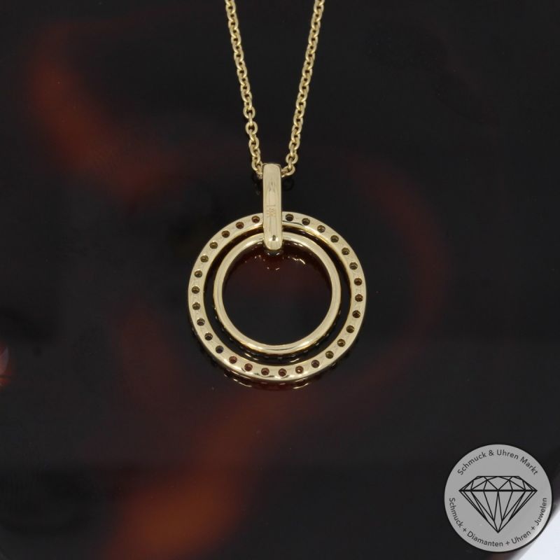 Wert 2350 € Brillant Saphir Anhänger & Kette in 585er 14 K Gelbgold - H1063