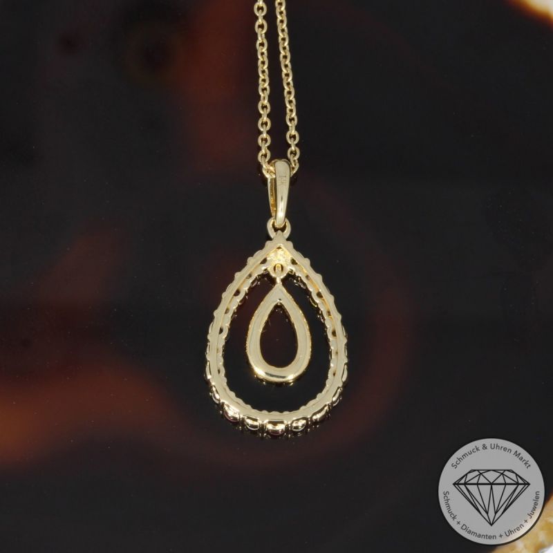 Wert 2350 € Brillant Saphir Anhänger mit Kette in 585er 14 K Gelbgold - H1073