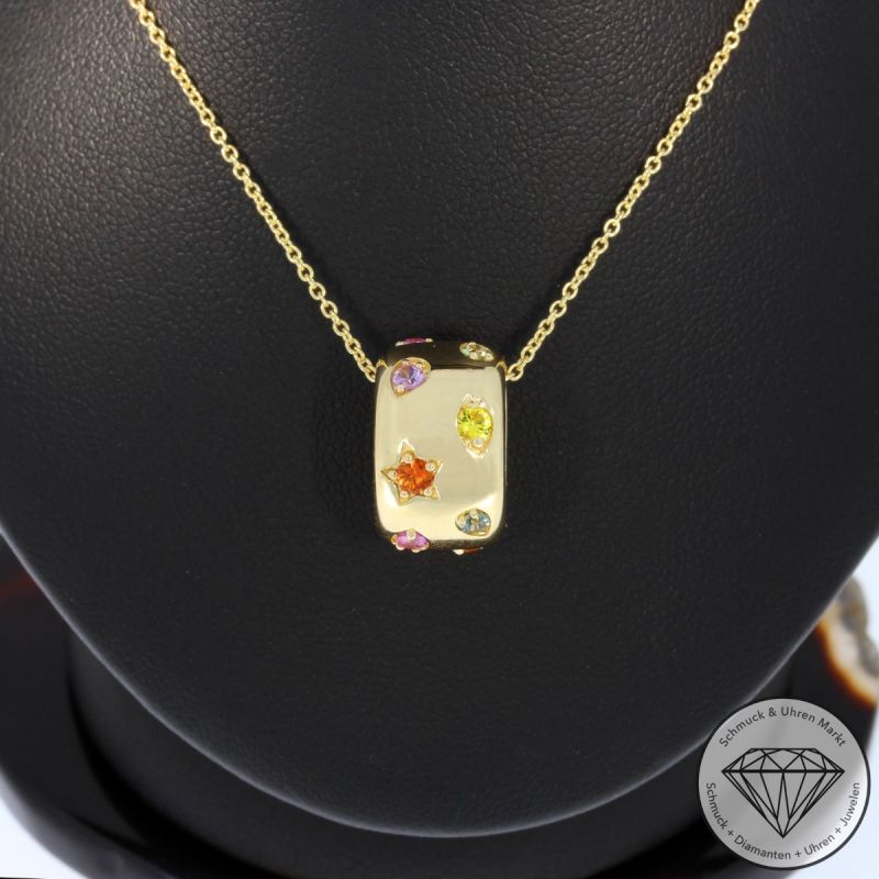 Sale! Wert 2590 € Saphir Anhänger & Kette in 585er 14 K Gelbgold - 95792