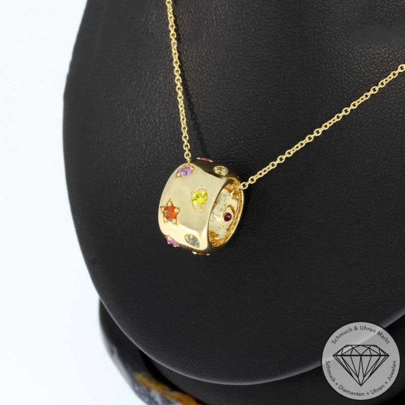 Sale! Wert 2590 € Saphir Anhänger & Kette in 585er 14 K Gelbgold - 95792