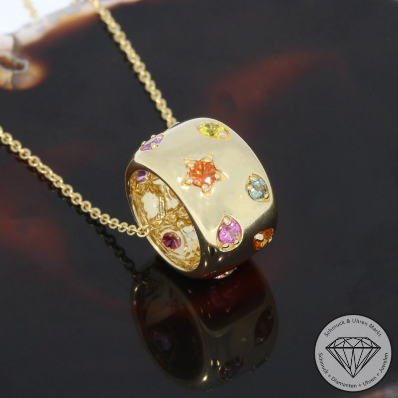 Sale! Wert 2590 € Saphir Anhänger & Kette in 585er 14 K Gelbgold - 95792
