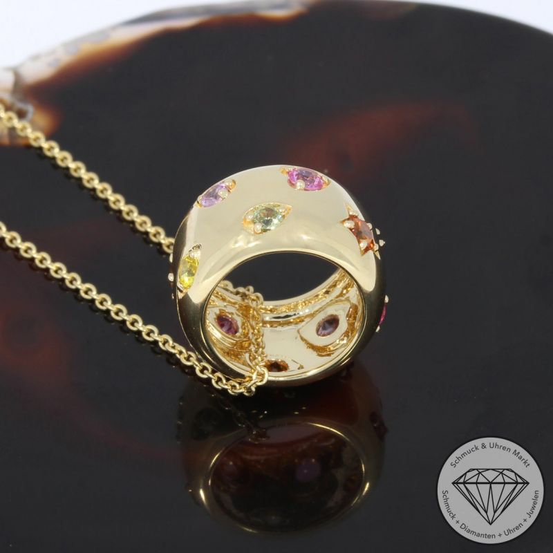 Sale! Wert 2590 € Saphir Anhänger & Kette in 585er 14 K Gelbgold - 95792