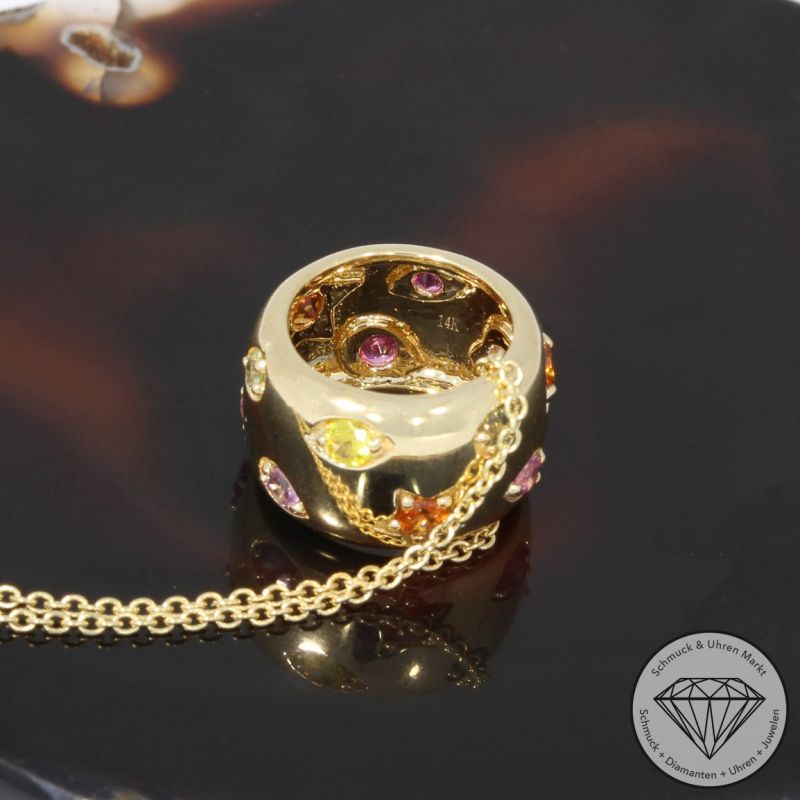 Sale! Wert 2590 € Saphir Anhänger & Kette in 585er 14 K Gelbgold - 95792