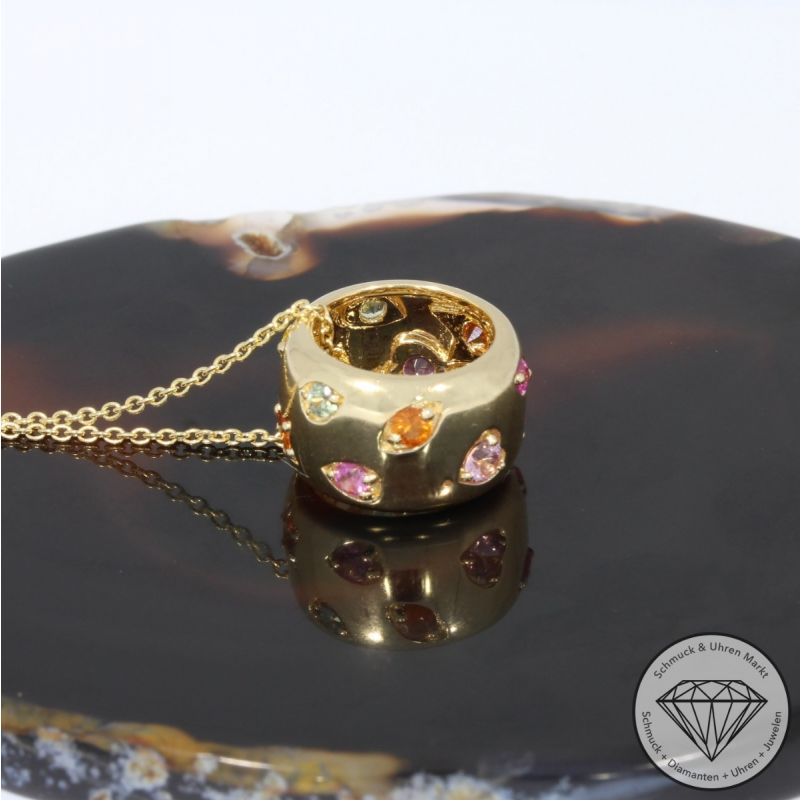 Sale! Wert 2590 € Saphir Anhänger & Kette in 585er 14 K Gelbgold - 95792