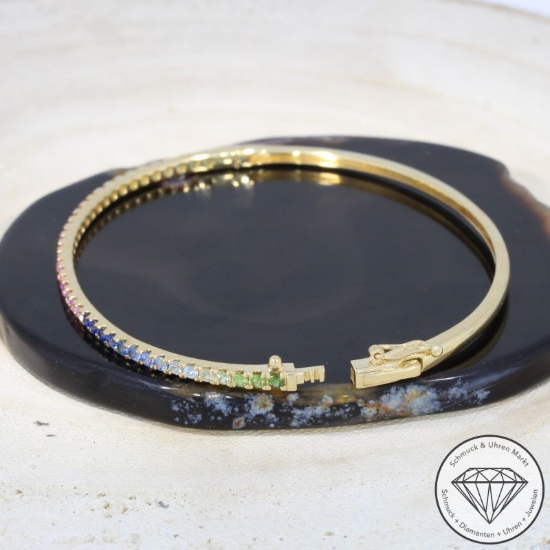 Wert 3550 € Saphir Armreif in 585er 14 K Gelbgold - H1064