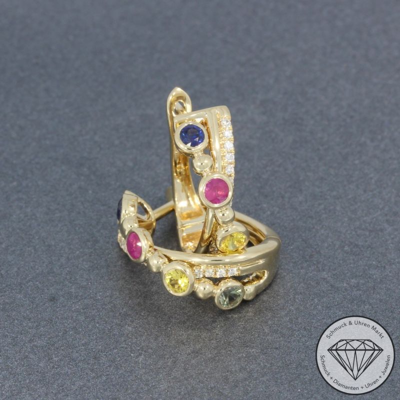 Sale! Wert 2690 € Brillant Saphir Ohrringe in 585er 14 K Gelbgold - 95795