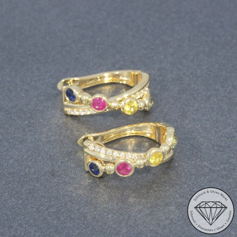 Sale! Wert 2690 € Brillant Saphir Ohrringe in 585er 14 K Gelbgold - 95795