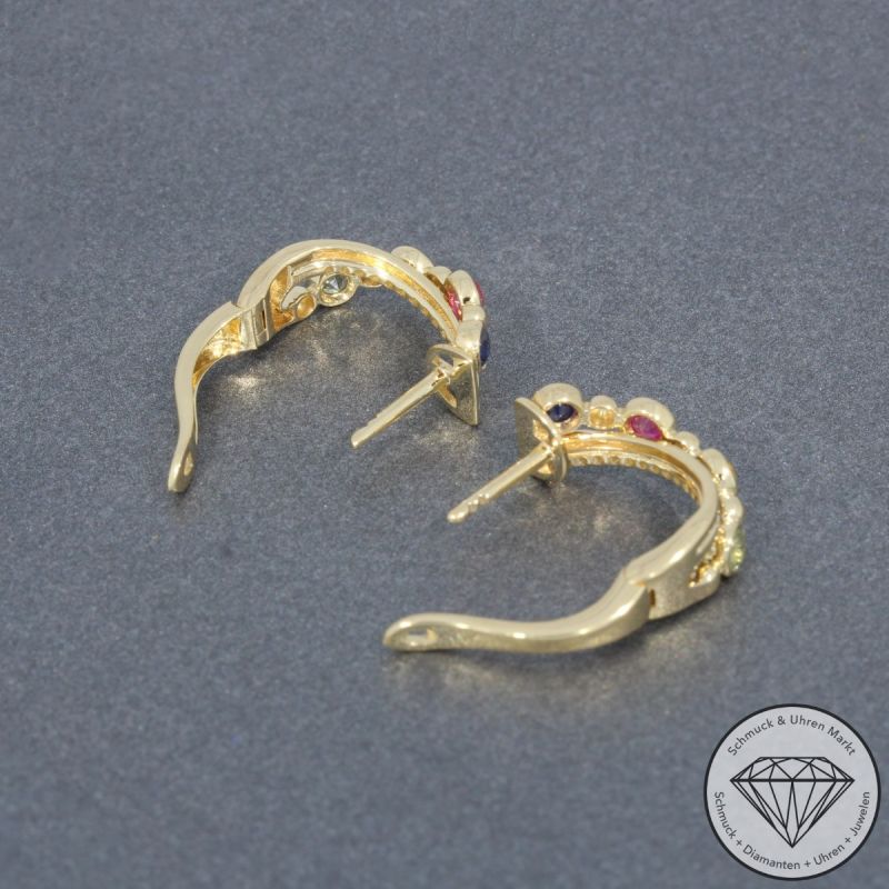 Sale! Wert 2690 € Brillant Saphir Ohrringe in 585er 14 K Gelbgold - 95795