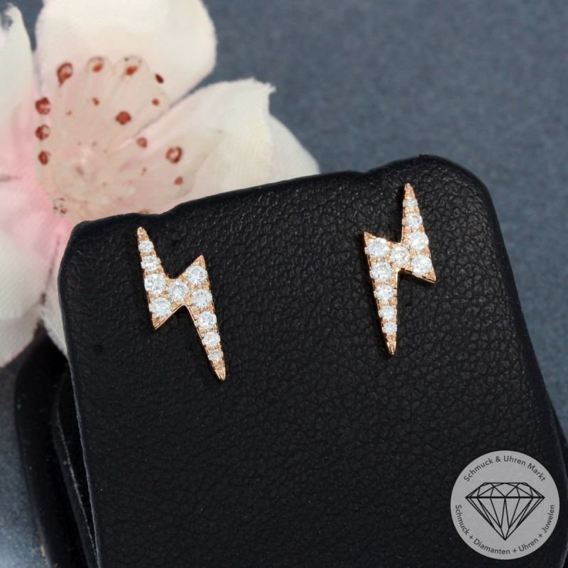 Wert 1550 € Brillant Blitz Ohrringe (0,22 carat) in 585er 14 K Roségold - H1552
