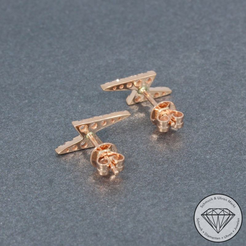 Wert 1550 € Brillant Blitz Ohrringe (0,22 carat) in 585er 14 K Roségold - H1552