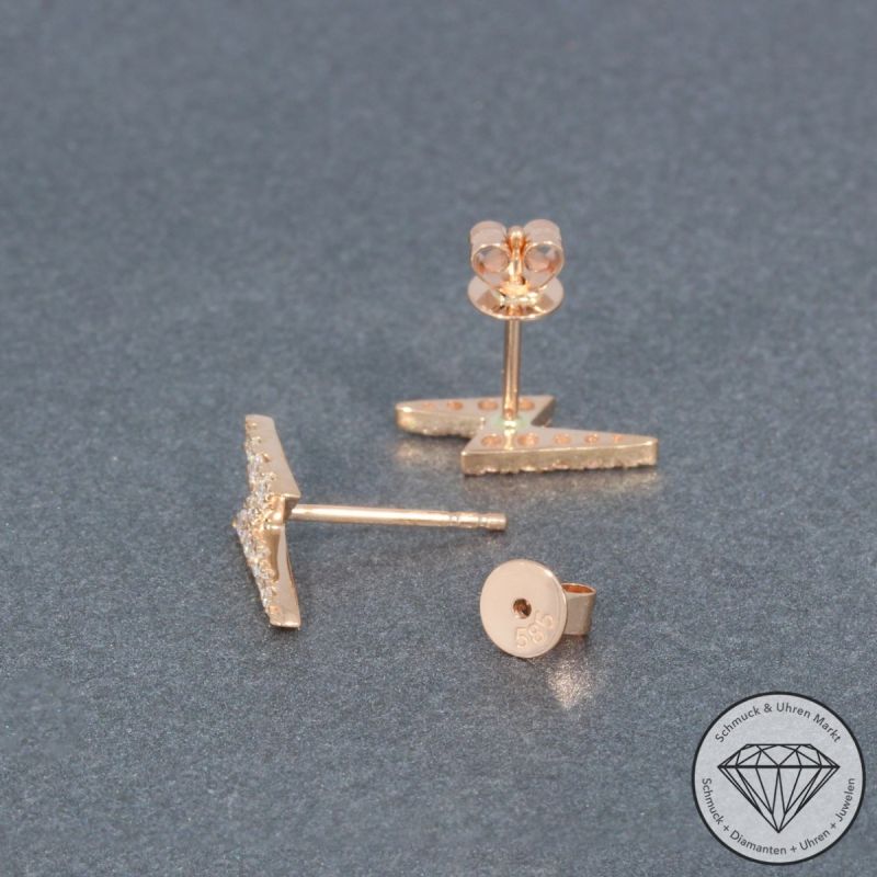 Wert 1550 € Brillant Blitz Ohrringe (0,22 carat) in 585er 14 K Roségold - H1552