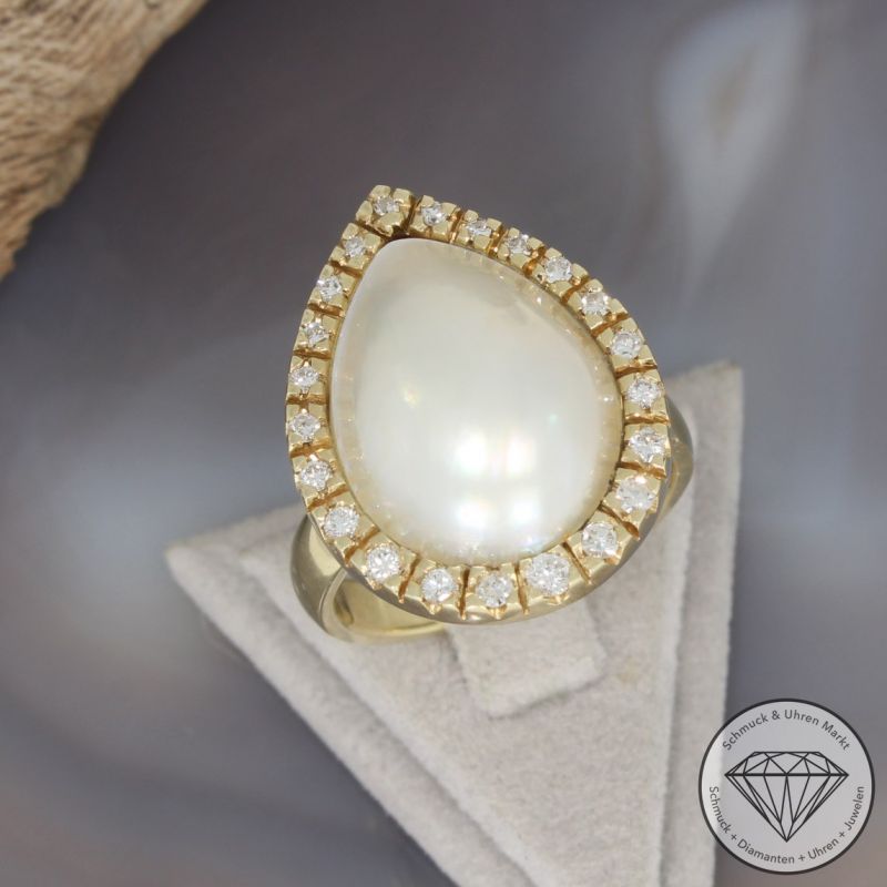 Wert 3790 € Brillant Diamant Perl Ring in 585er 14 K Gelbgold - 95824