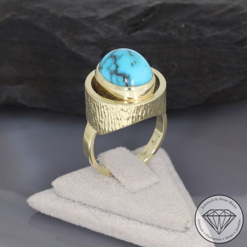 Wert 1390 € Türkis Ring in 585er 14 K Gelbgold - 95841