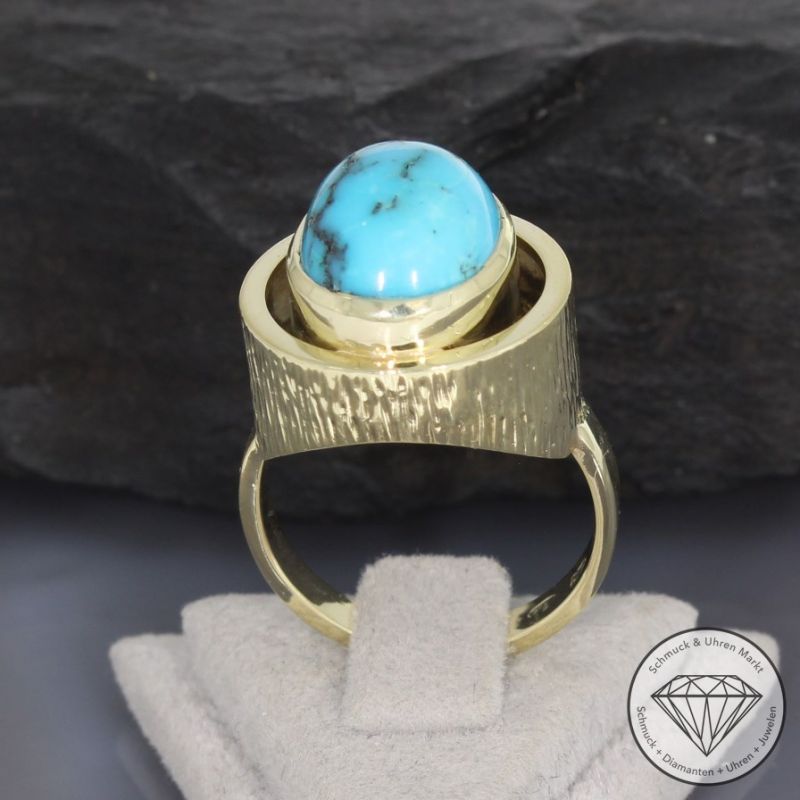 Wert 1390 € Türkis Ring in 585er 14 K Gelbgold - 95841