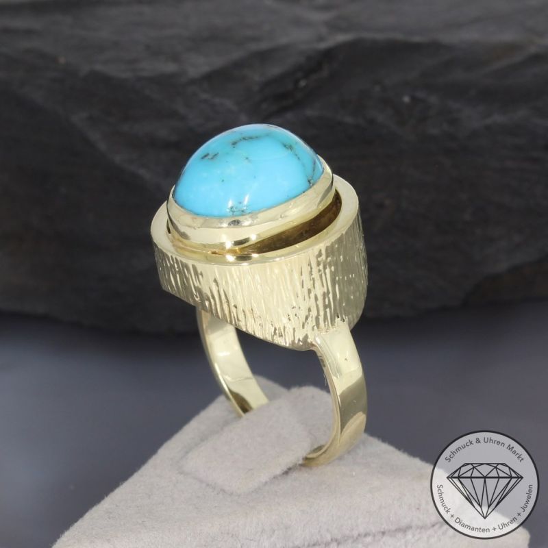 Wert 1390 € Türkis Ring in 585er 14 K Gelbgold - 95841