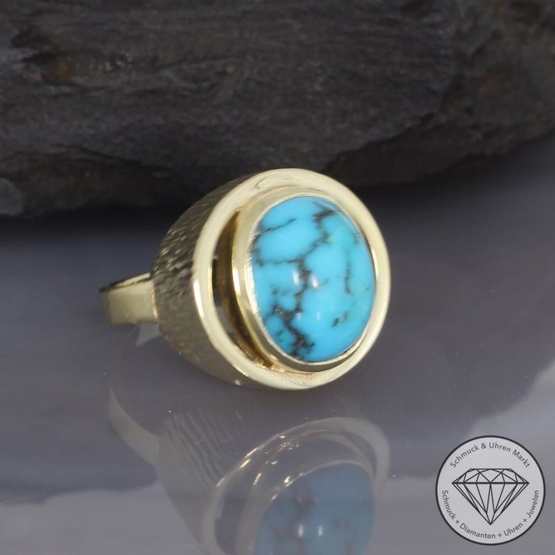 Wert 1390 € Türkis Ring in 585er 14 K Gelbgold - 95841