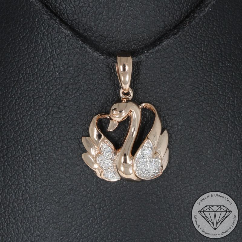 Sale! Wert 750 € Brillant Anhänger Schwan in 585er 14 K Roségold - H887