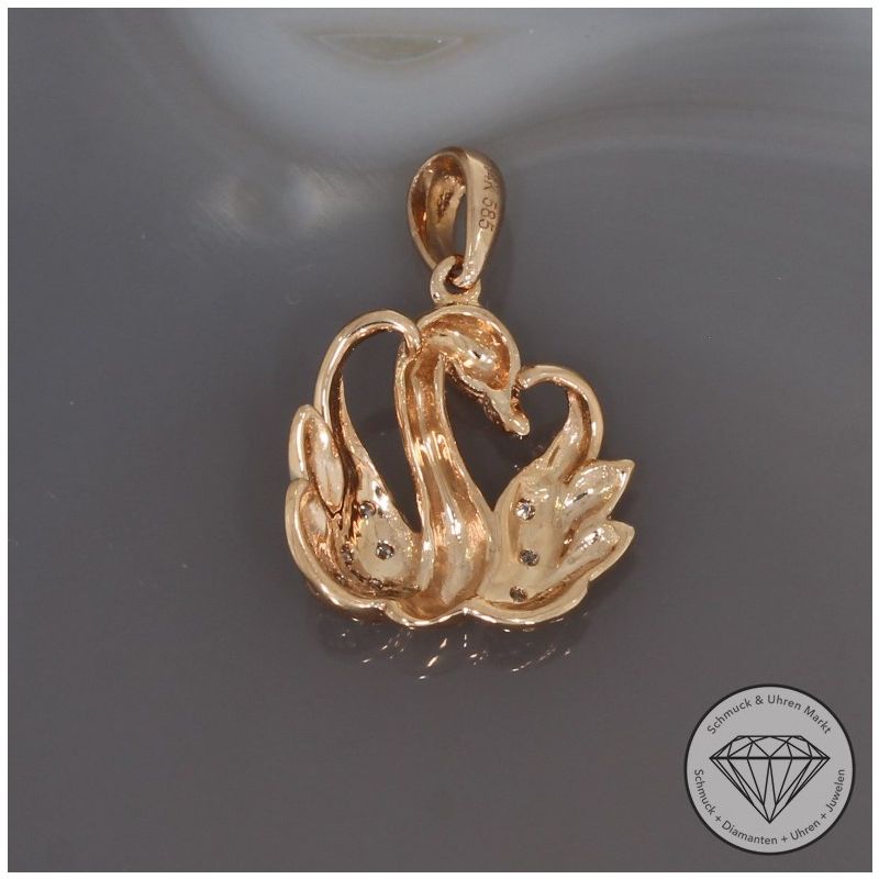 Sale! Wert 750 € Brillant Anhänger Schwan in 585er 14 K Roségold - H887