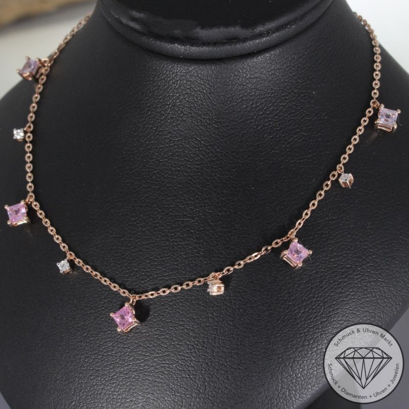 Wert 2090 € Brillant Saphir Collier in 585er 14 K Roségold - H940