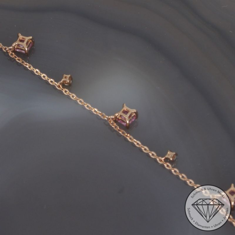 Wert 2090 € Brillant Saphir Collier in 585er 14 K Roségold - H940