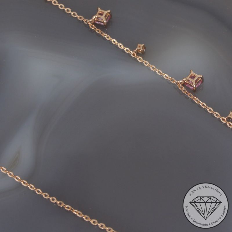 Wert 2090 € Brillant Saphir Collier in 585er 14 K Roségold - H940