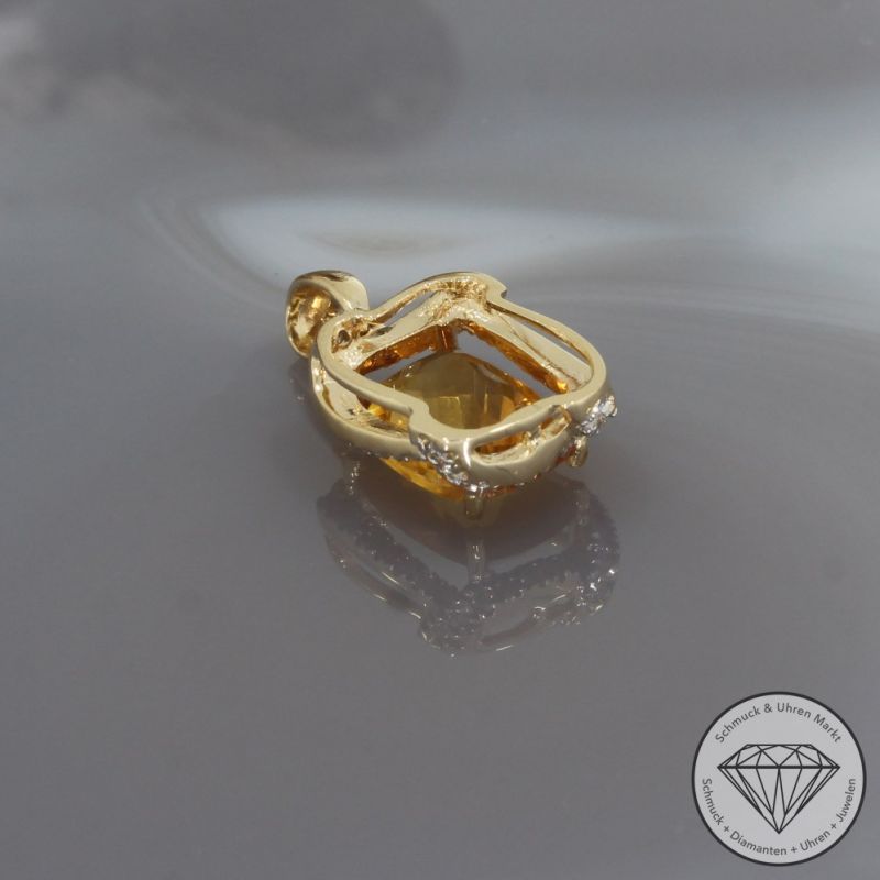 Wert 1290 € Brillant Citrin Anhänger in 585er 14 K Gelbgold - H872