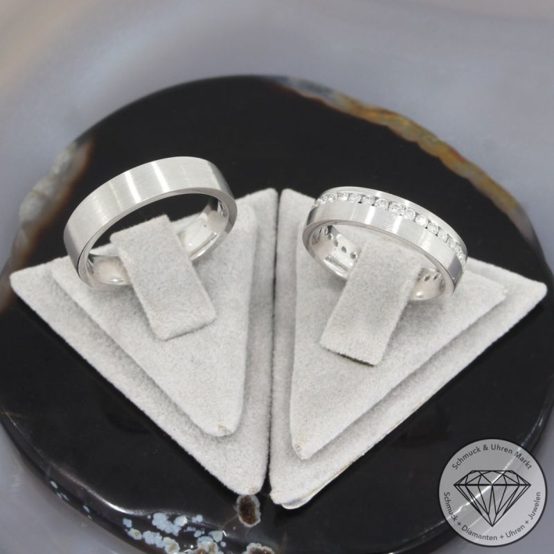 Wert 4190 € Brillant Trauringe (ca. 0,65 carat) in 750er 18 K Weißgold - 95902