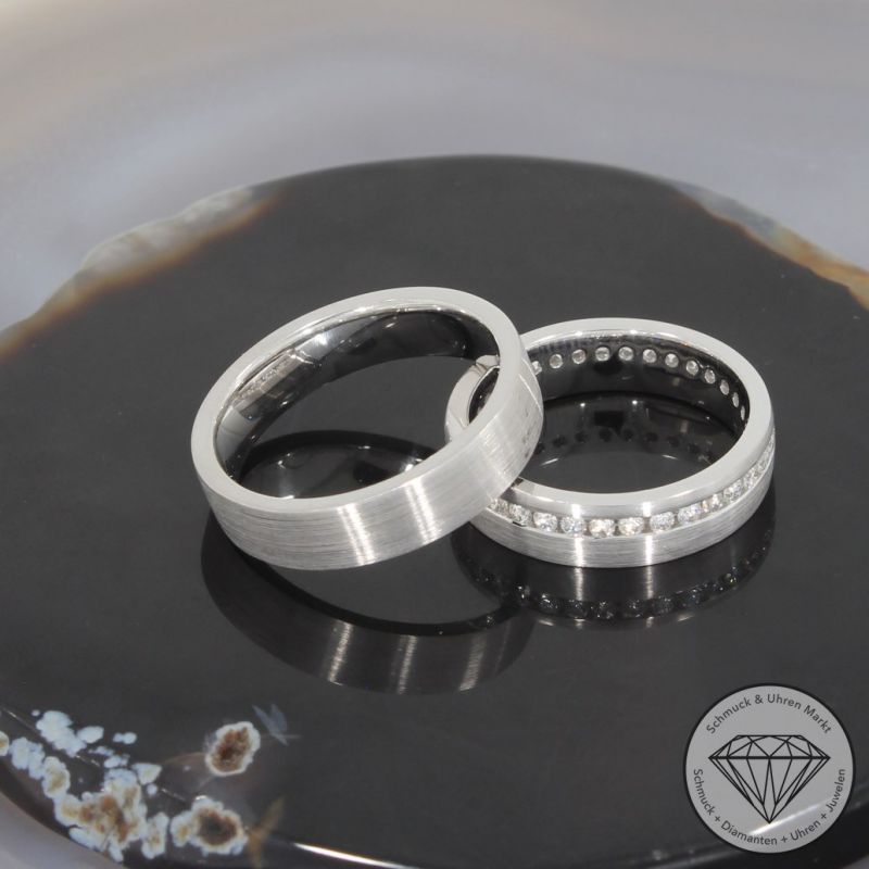 Wert 4190 € Brillant Trauringe (ca. 0,65 carat) in 750er 18 K Weißgold - 95902